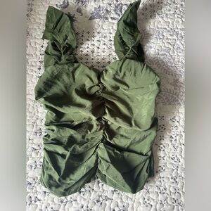 GAP Olive Green Ruched Blouse